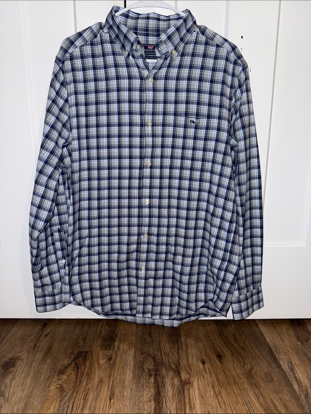Vineyard Vines Navy and White Plaid Button-Down Shirt